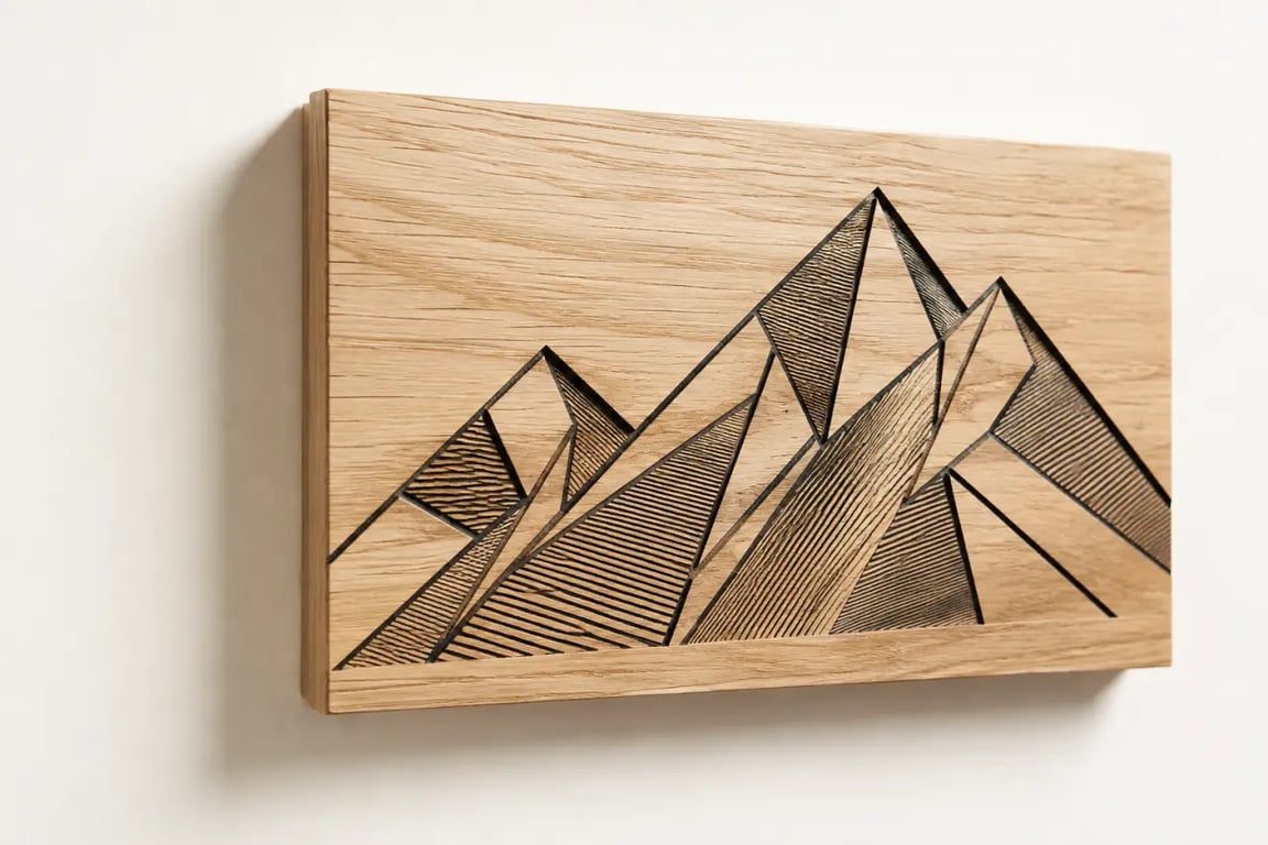 Tableau en bois décoration gravé au laser avec relief et ombres