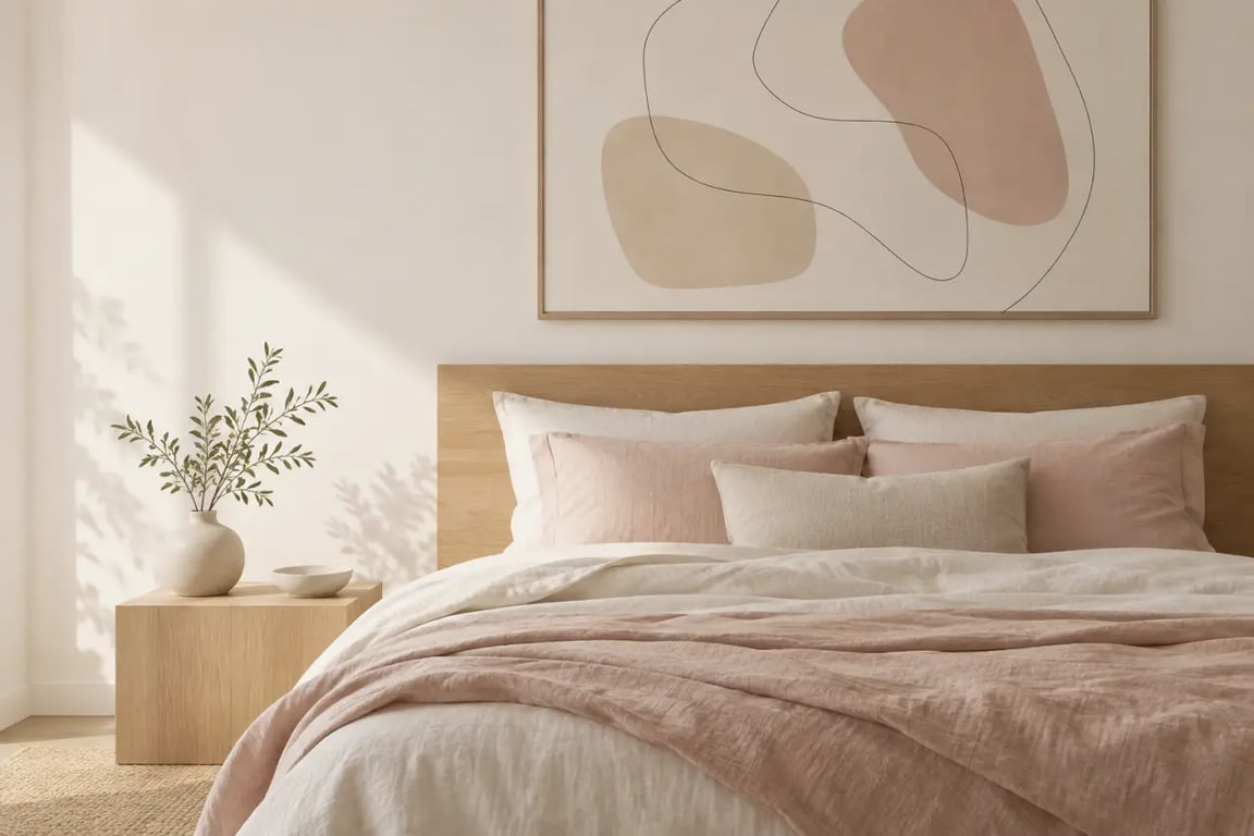 Affiche d’art contemporain minimaliste dans une chambre