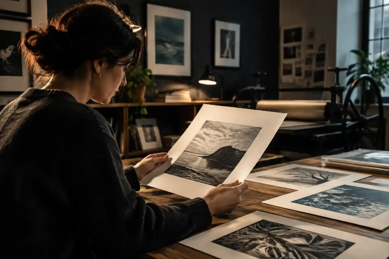 Presse d'impression traditionnelle et gravure originale