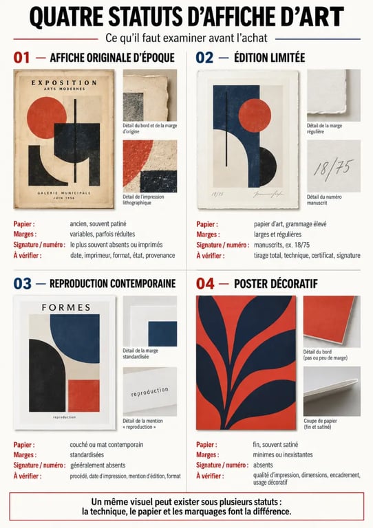 Comparaison des types d’affiche d’exposition d’art originale, édition limitée et reproduction