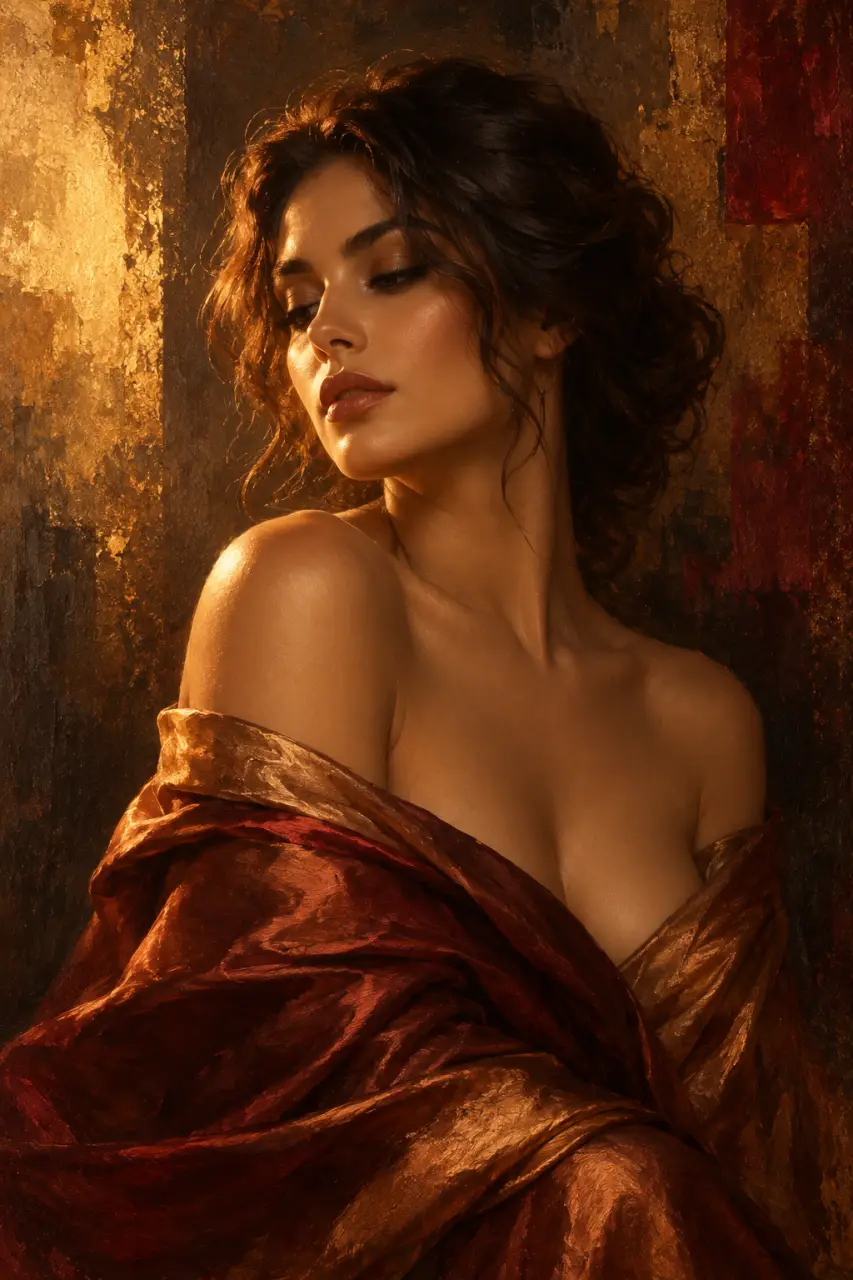 Le tableau femme sensuelle crée du mystère sans surcharger votre décoration