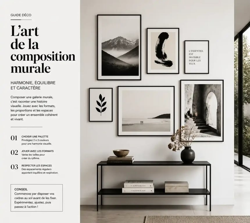 Déco toile en composition murale dans une entrée ou une chambre