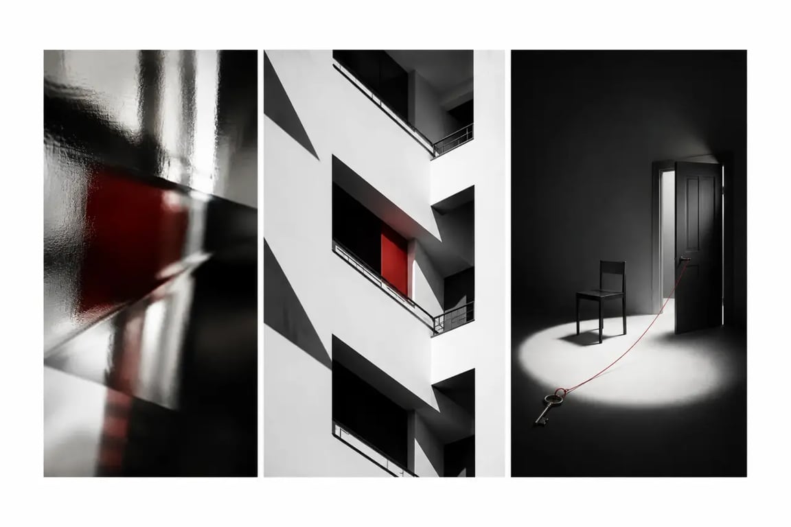 Comparaison visuelle de photo abstraite, photo graphique et photo conceptuelle