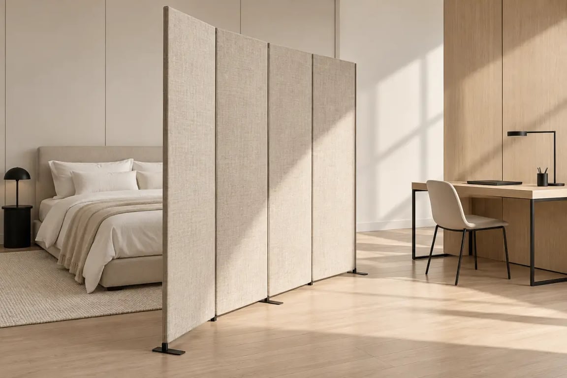 Paravent décoration intérieure en tissu pour créer une séparation intime dans une chambre