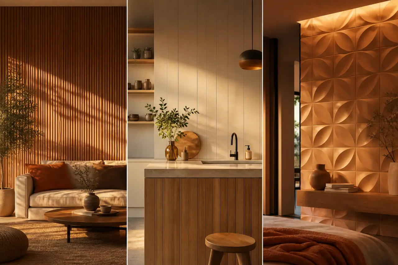 Habillage mural intérieur moderne : bois, PVC ou relief 3D selon la pièce