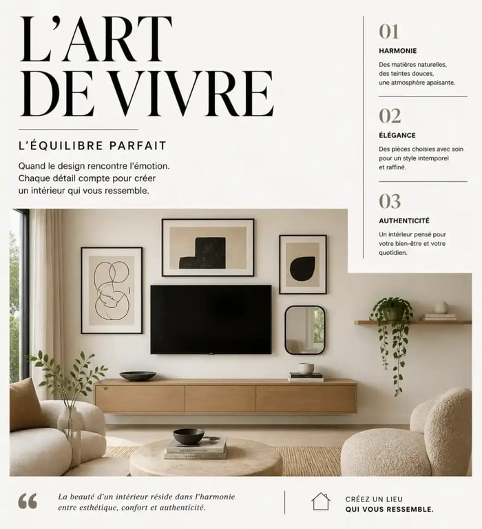 Idée de décoration murale au-dessus de la télé pour un salon harmonieux