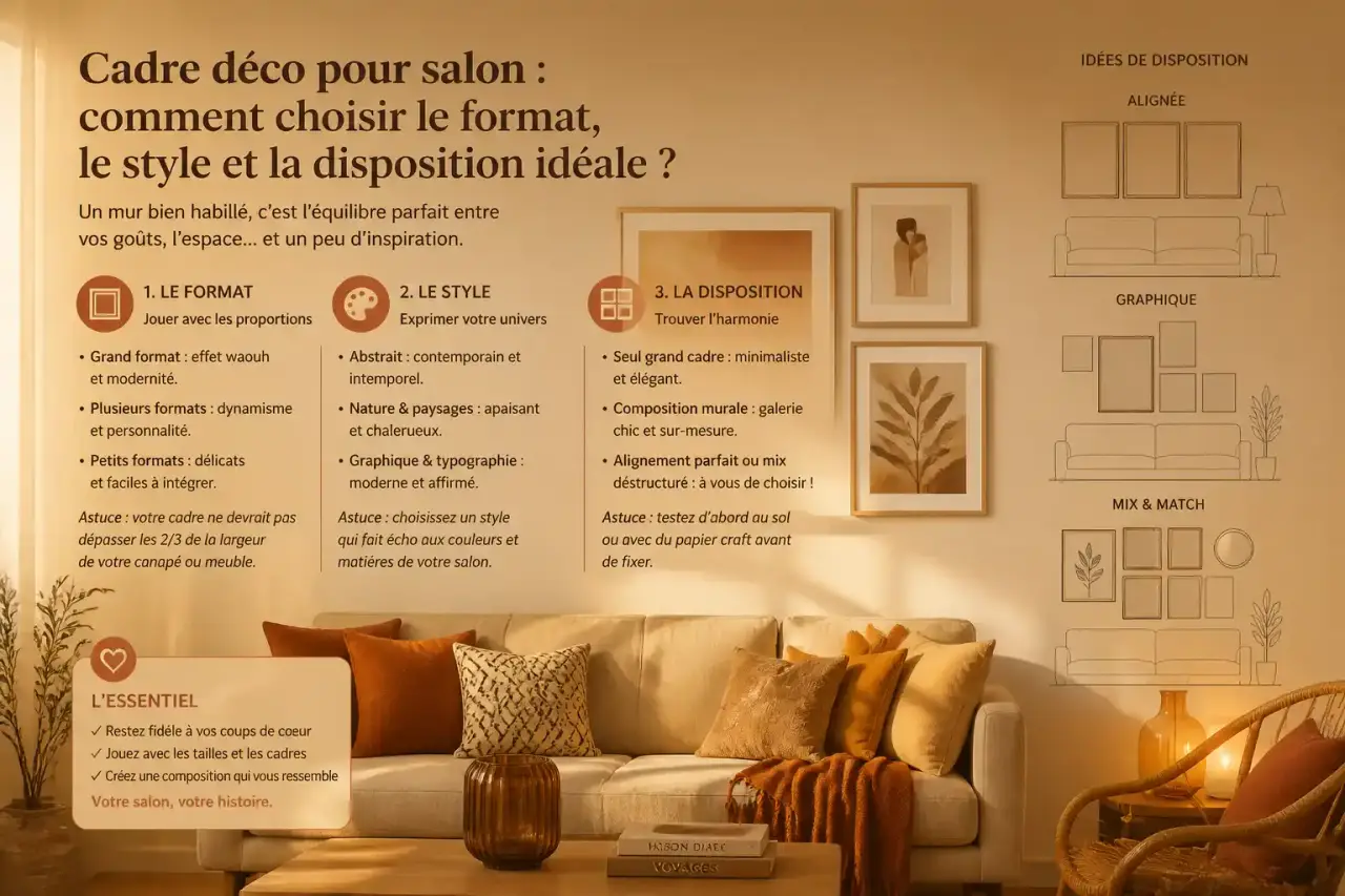 Cadre déco pour salon : comment choisir le format, le style et la disposition idéale ?