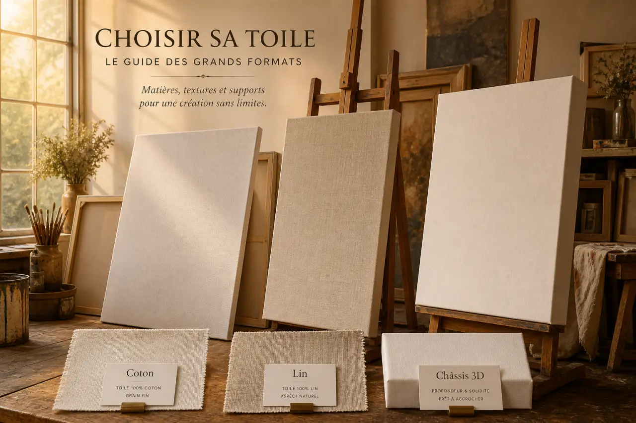 Toiles peinture grand format : choisir entre coton, lin et châssis 3D