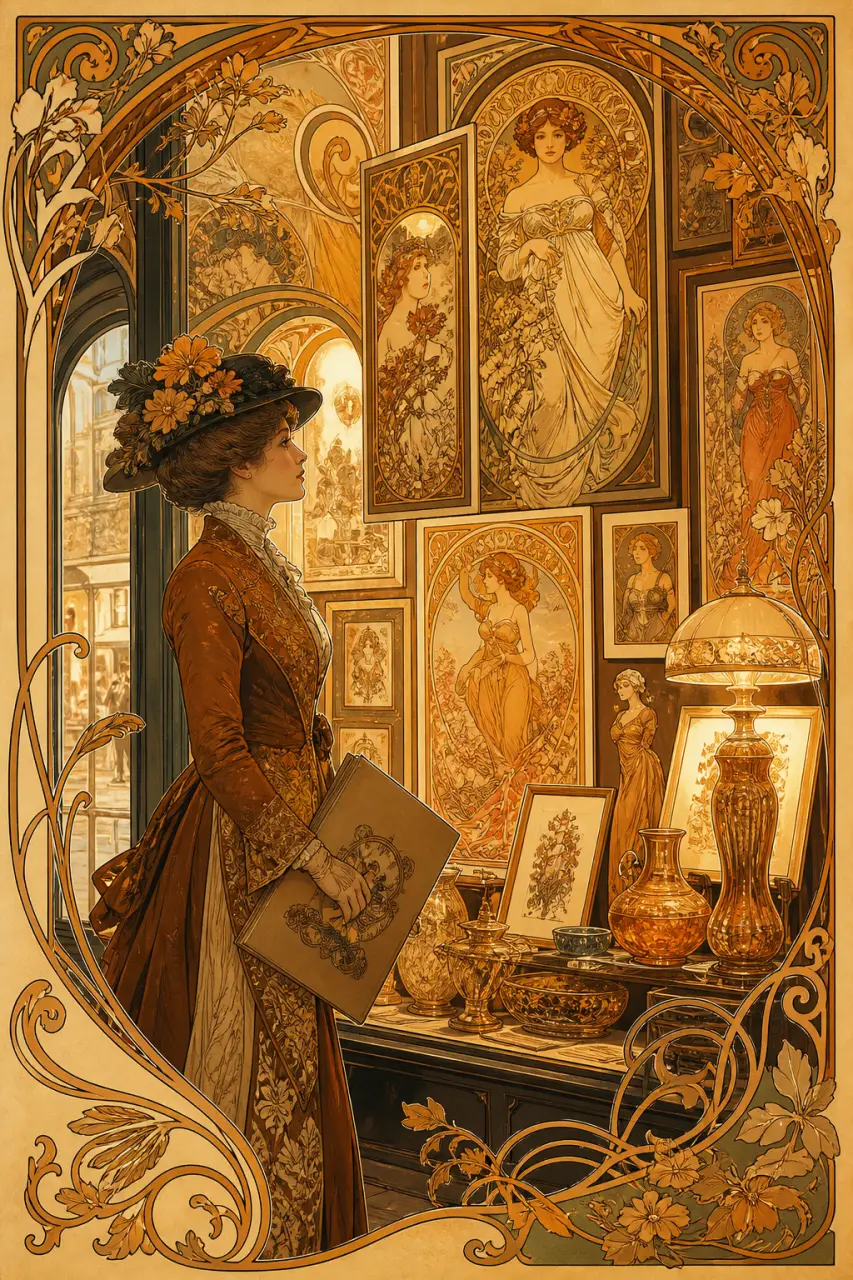 Affiche Art nouveau : lignes courbes, Mucha et formats qui changent un mur