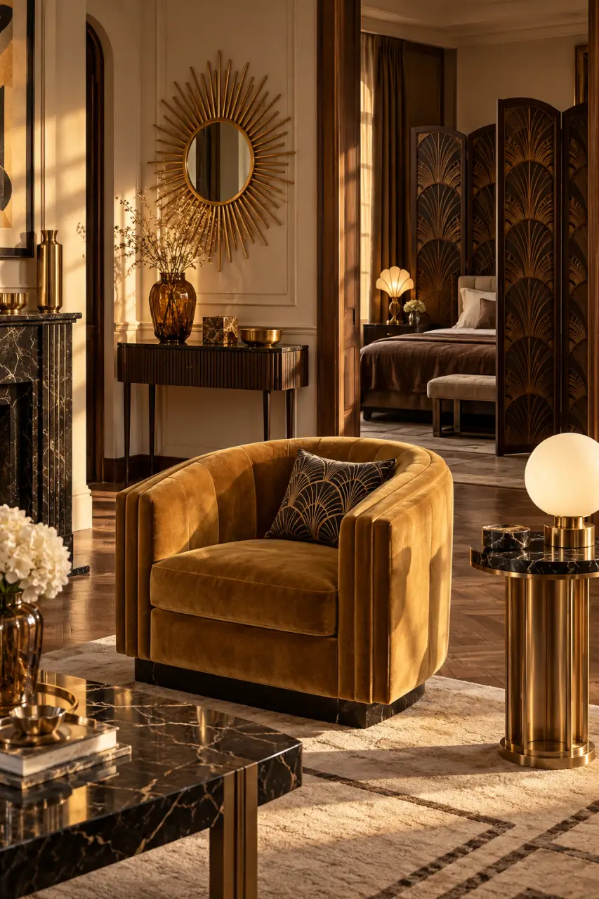 Objets Art déco : formes géométriques, matières nobles et choix adaptés à chaque pièce