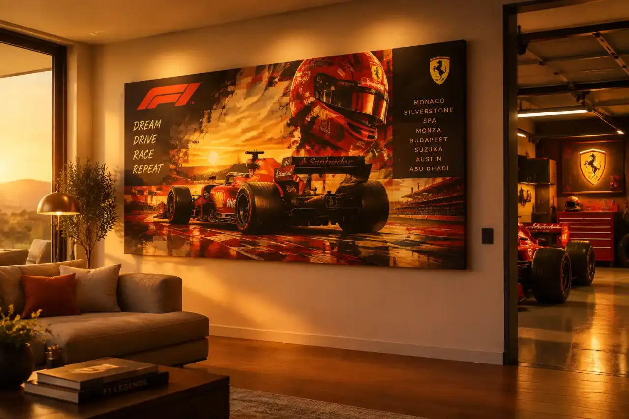 Un tableau F1 personnalise un mur, du salon au garage